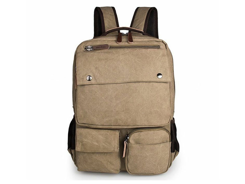 Duisburg Vintage Canvas School & Hiking Backpack Khaki Tan