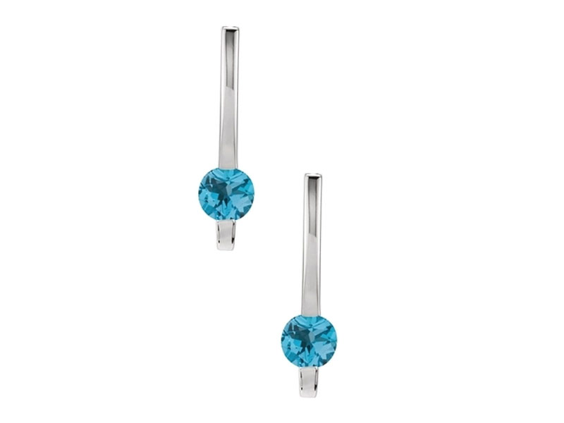 Women's Genuine Sterling Silver 5mm Round Bar Earrings