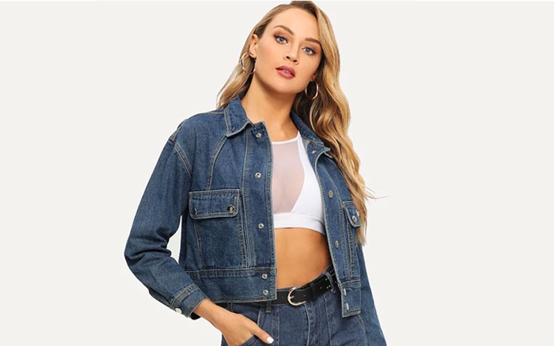 Shein Contrast Stitch Pocket Front Denim Jacket