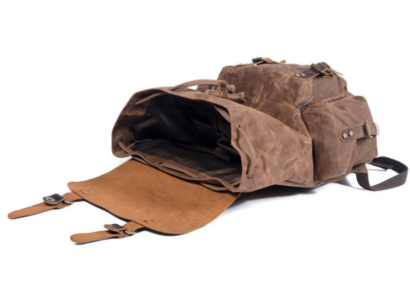 Monteverde Rugged Waxed Canvas & Leather Backpack Tan or Grey