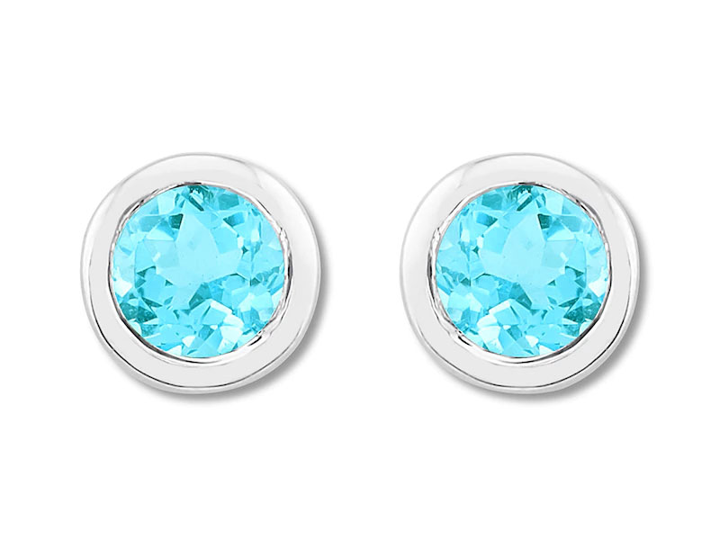 Jared Women's Bezel-set Blue Topaz Earrings 10K White Gold