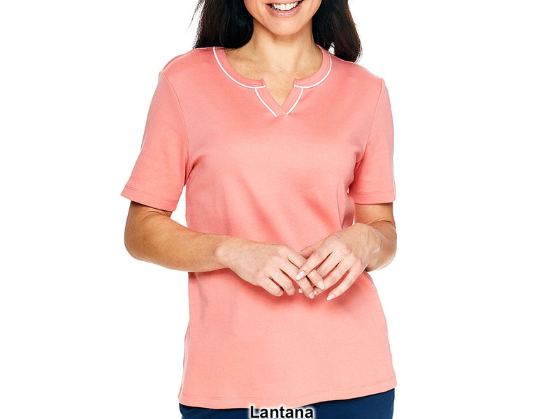 Women's Hasting & Smith Short Sleeve Split Neck Top