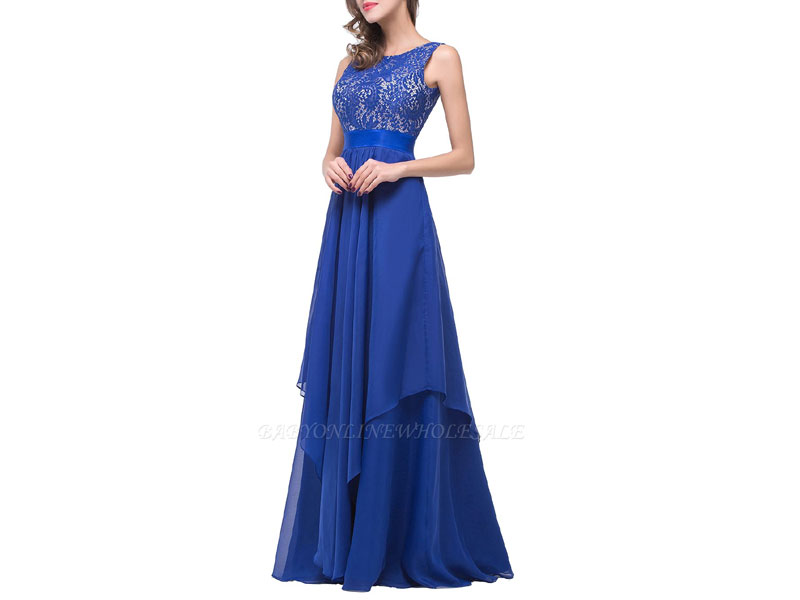 Women's Adiison A-line Floor-length Chiffon Evening Dress With Lace