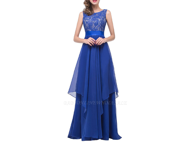 Women's Adiison A-line Floor-length Chiffon Evening Dress With Lace