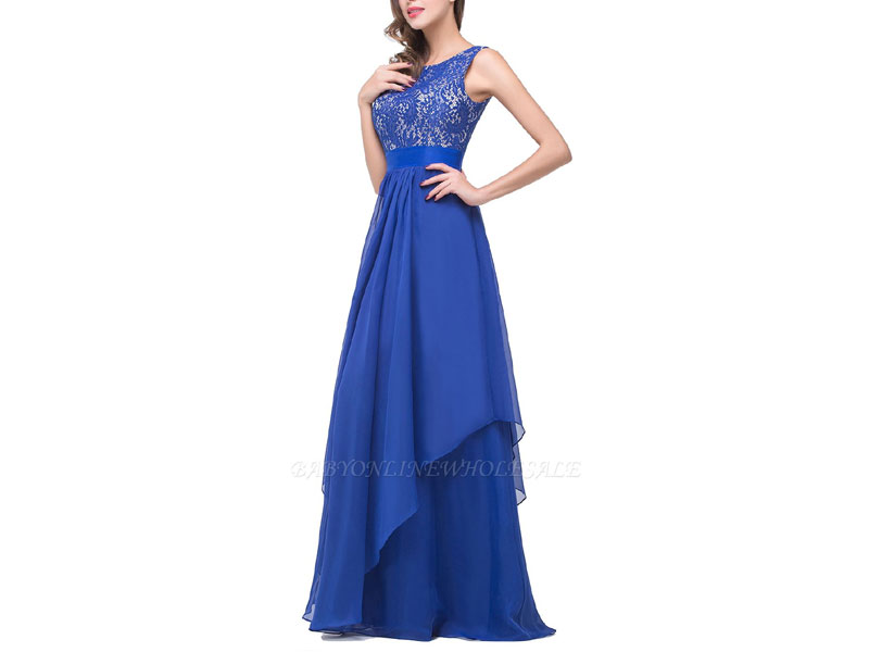 Women's Adiison A-line Floor-length Chiffon Evening Dress With Lace