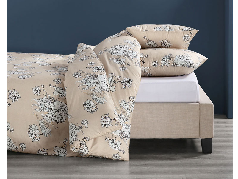 Bancroft Tan Cotton Percale Printed Duvet Cover Set