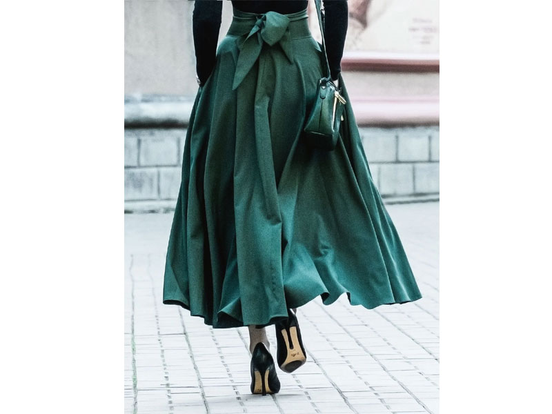 Women's Swing Chiffon Bow Casual Maxi Skirt