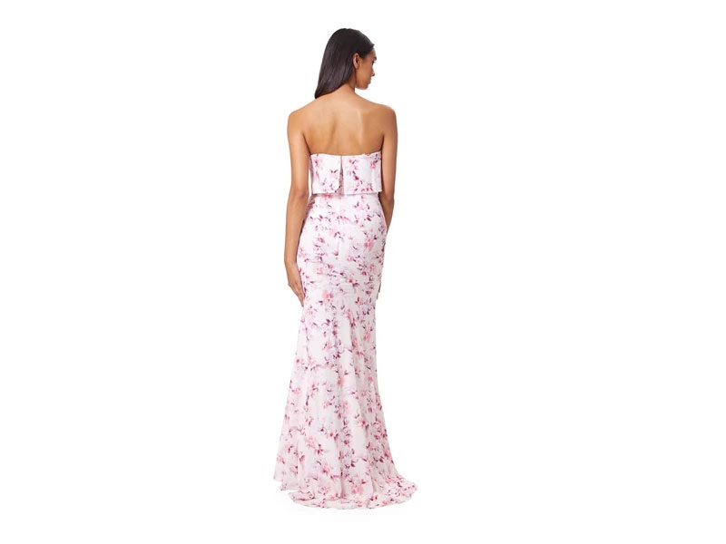 Women's Andressa Strapless Print Maxi Dress With Overlay and Thigh Slit