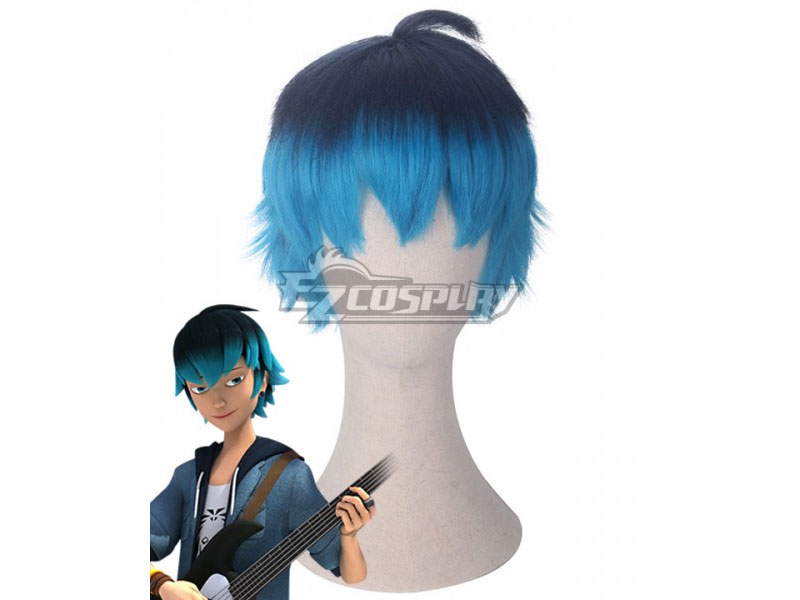 Miraculous Ladybug Luka Black Blue Cosplay Wig