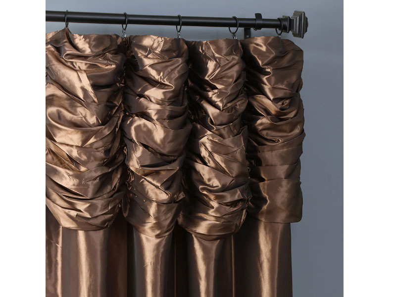 Mushroom Ruched Faux Solid Taffeta Curtain