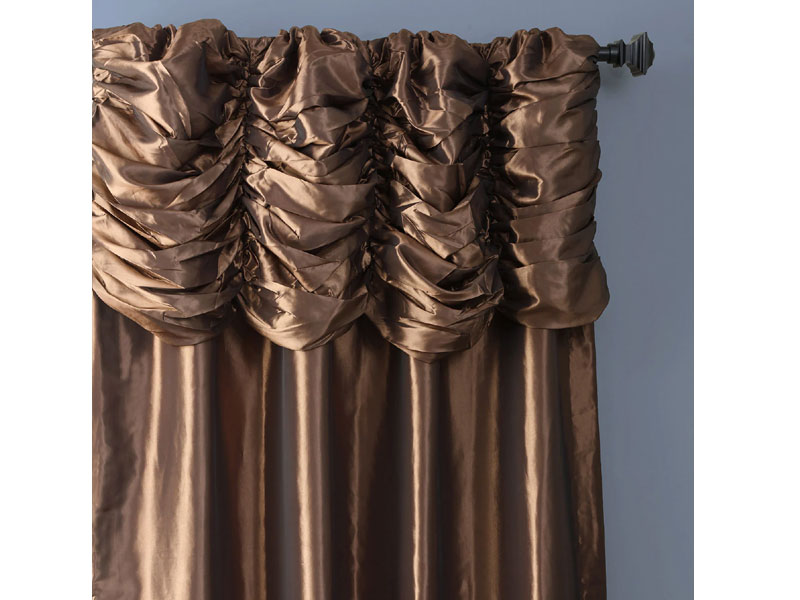 Mushroom Ruched Faux Solid Taffeta Curtain