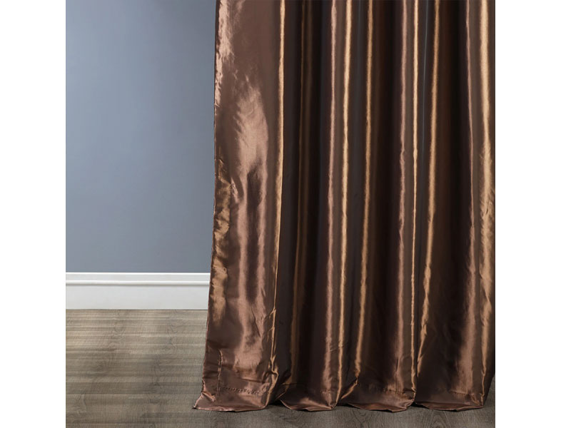 Mushroom Ruched Faux Solid Taffeta Curtain