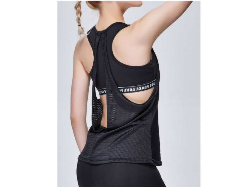 Women's Faux Two Piece Black Breathable Tank Top