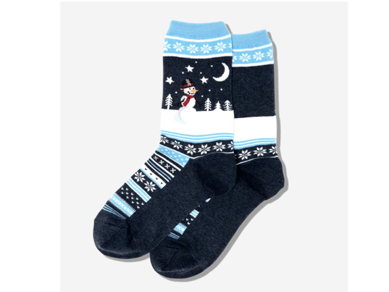 Hot Sox Women's Snowman Scene Crew Socks