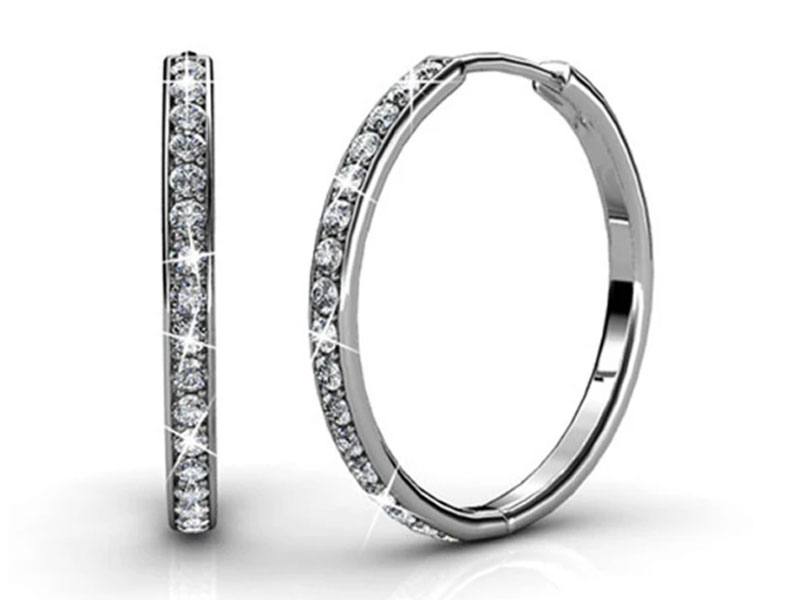 Cate & Chloe Bianca Fair 18k White Gold Plated Hoop Earrings