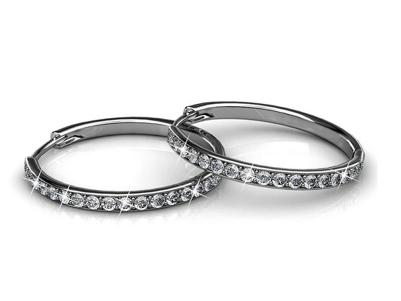 Cate & Chloe Bianca Fair 18k White Gold Plated Hoop Earrings