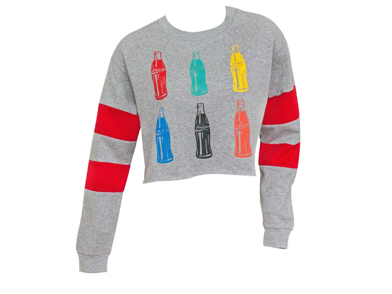 Coca Cola Bottles Women's Gray Cropped Sweatshirt For Women