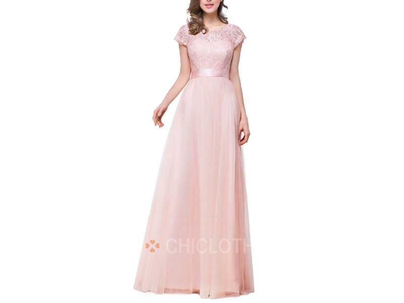 Women's Chicloth Sleeveless Bridesmaid Long Chiffon Wedding Party Dresses