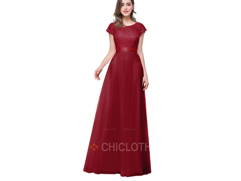 Women's Chicloth Sleeveless Bridesmaid Long Chiffon Wedding Party Dresses