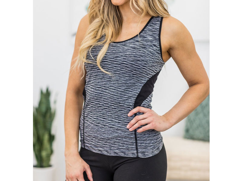 Women's Real Good Feeling Elastic Spandex Tank in Heathered Black