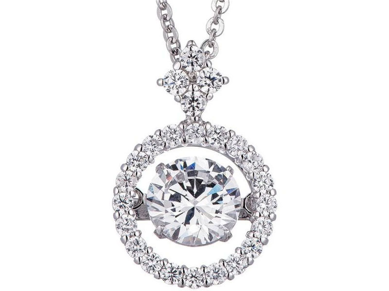 Women's Dancing Diamond Veneer Cubic zirconia Sterling Silver Pendant