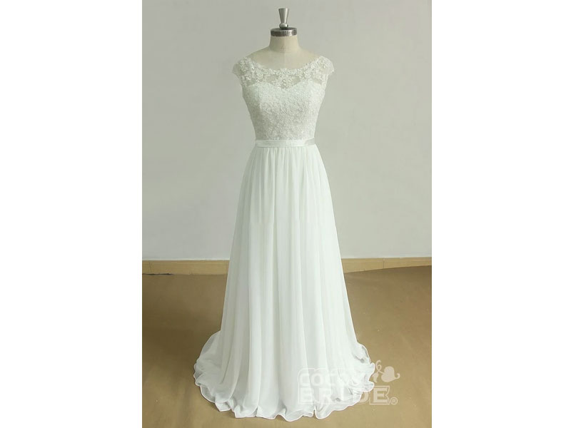 Women's New Lace O-Neck Lace Tulle Boho Wedding Dresses