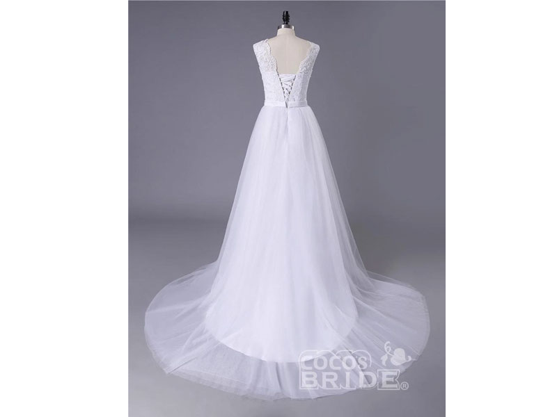 Women's New Lace O-Neck Lace Tulle Boho Wedding Dresses