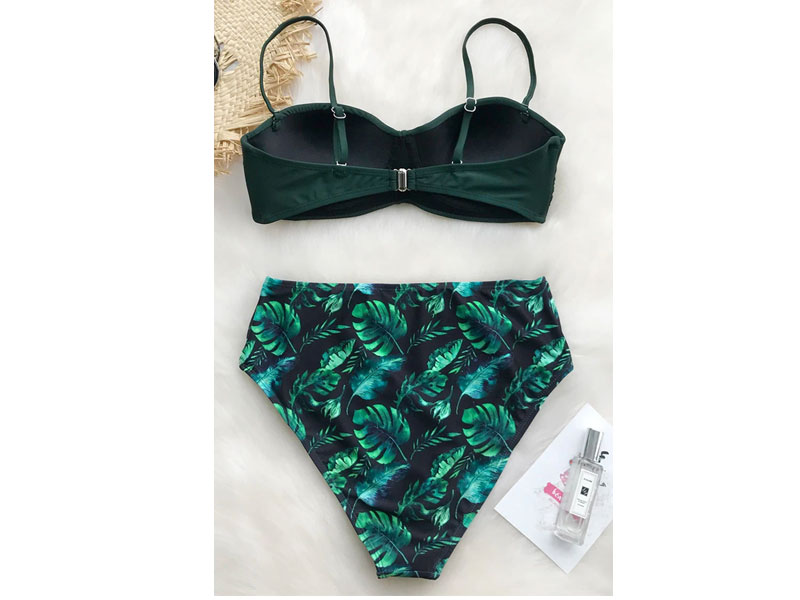 Women's Full Of Green Print Bikini Set