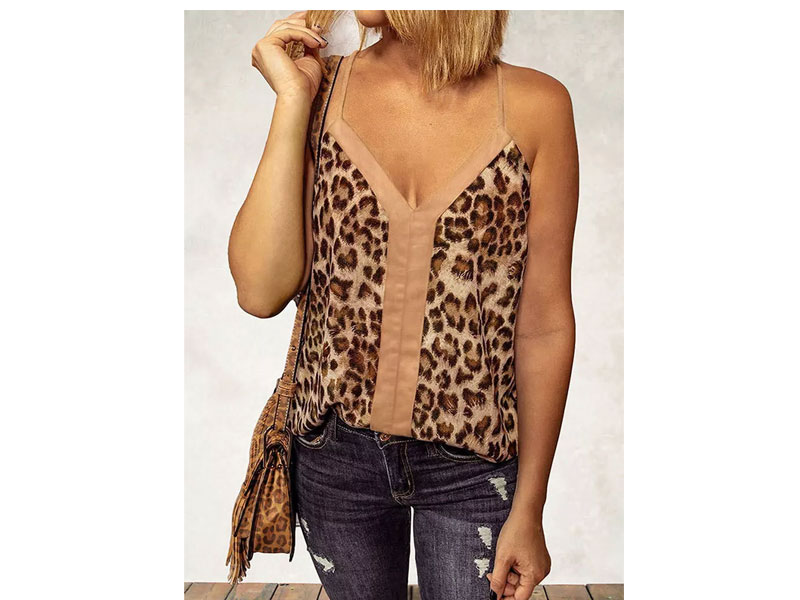 Women's Leopard Splicing Adjustable Strap Camisole