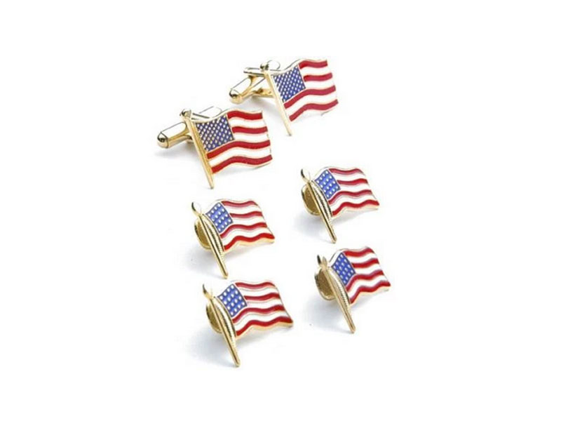 American Flag Cufflinks and Studs Set