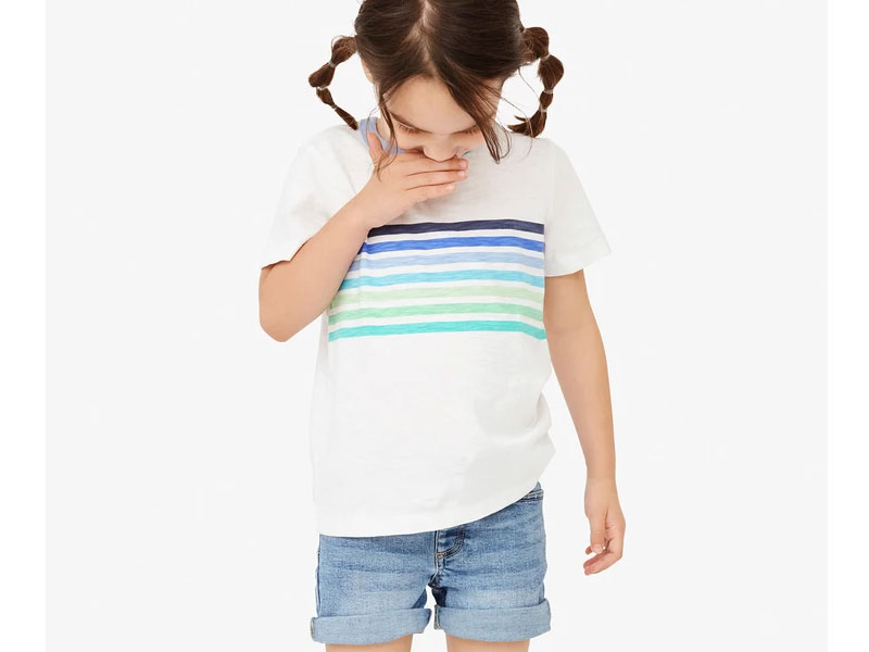 Kid's Banner Tee In Ocean Stripes