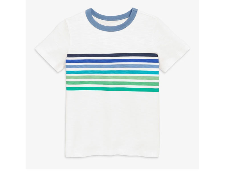 Kid's Banner Tee In Ocean Stripes