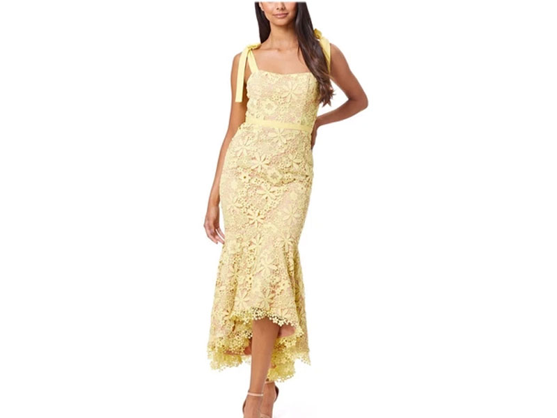 Women's Adelaide All Over Lace Midi Dress with Tie Shoulder Straps