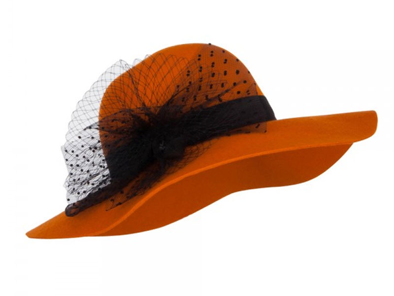 Net Wool Felt Dressy Hat Orange