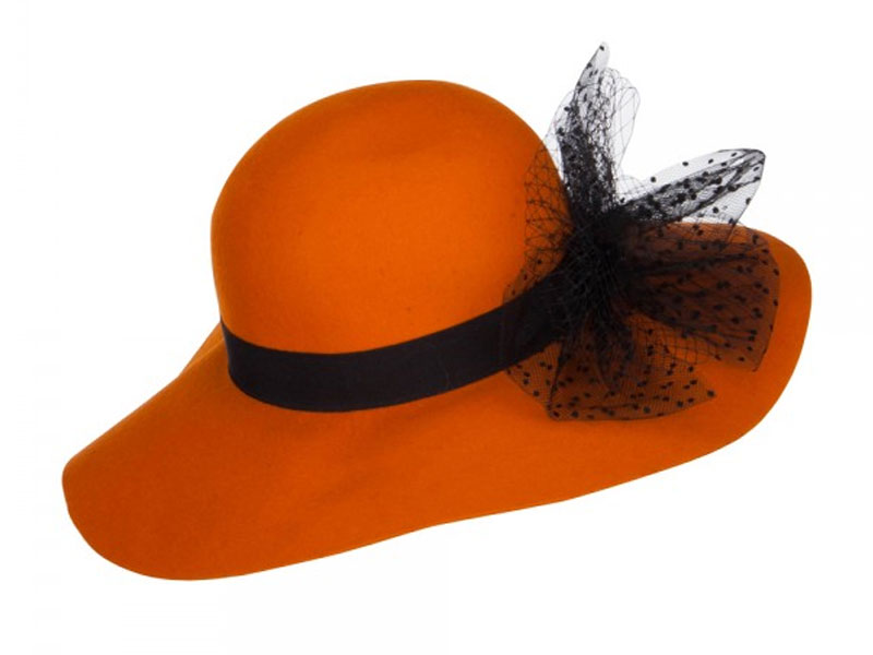Net Wool Felt Dressy Hat Orange