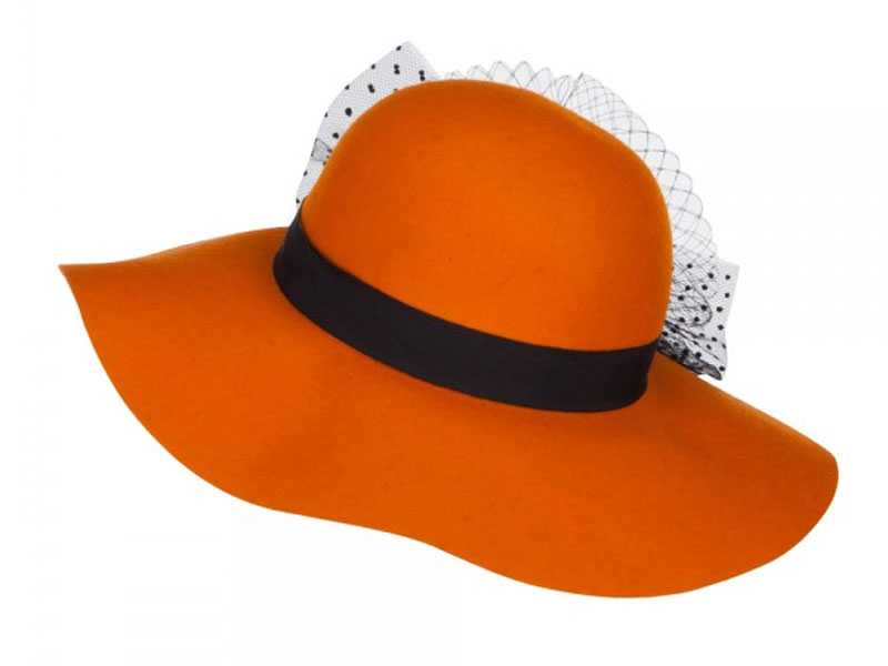 Net Wool Felt Dressy Hat Orange