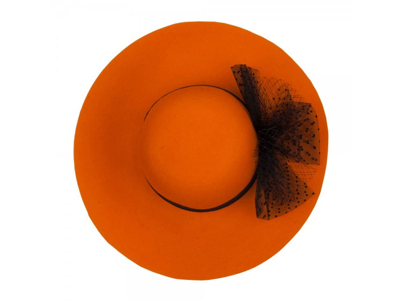 Net Wool Felt Dressy Hat Orange