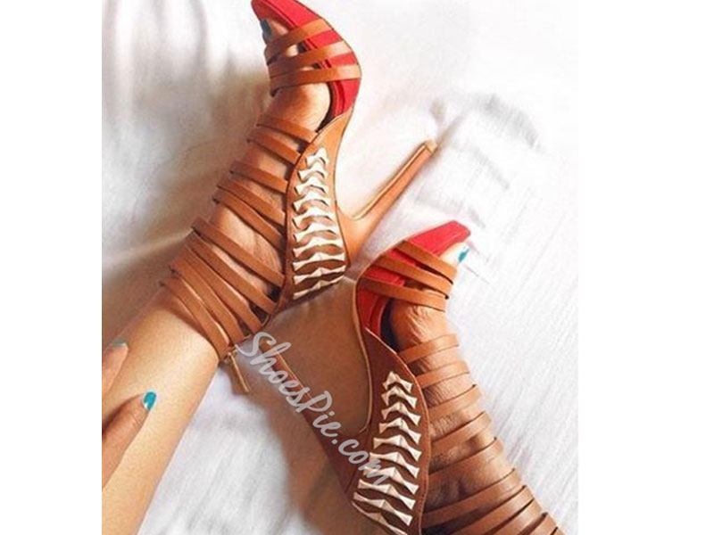 Women's Shoespie Trendy Zipper Stiletto Heel Sandals