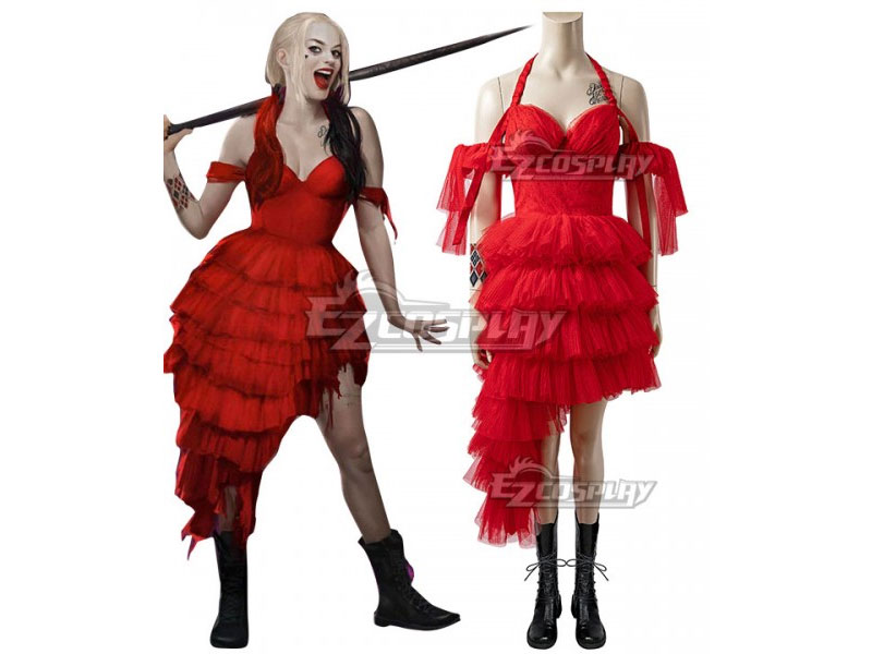 The Suicide Squad 2 Harley Quinn 2021 Movie Red Dress Cosplay Costume