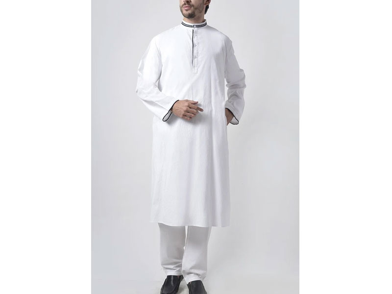 Men's Contrast Detail Cotton Tunic Set