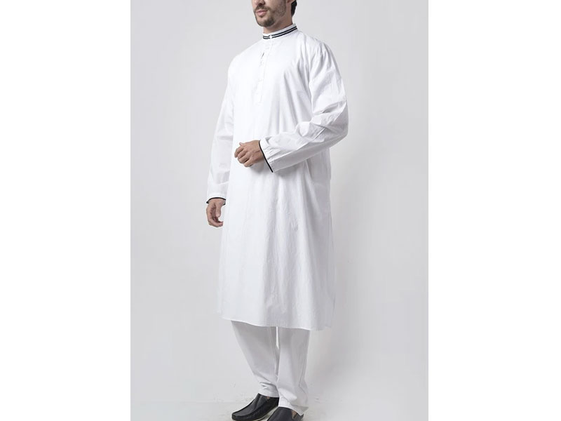 Men's Contrast Detail Cotton Tunic Set