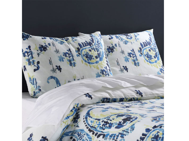 Delhi Blue Cotton Double Slub Linen Weave Reversible Duvet Set