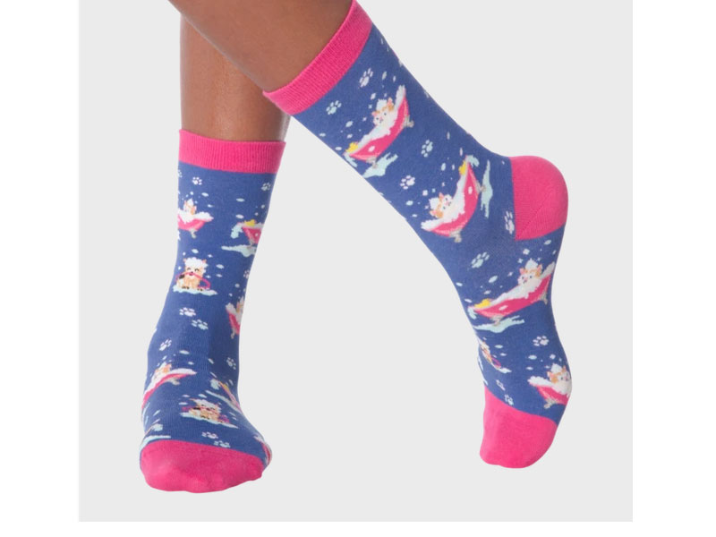 K. Bell Socks Women's Cat Bath Crew Socks