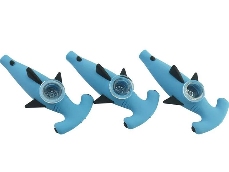 Silicone Shark Pipe with Removable Glass Bowl