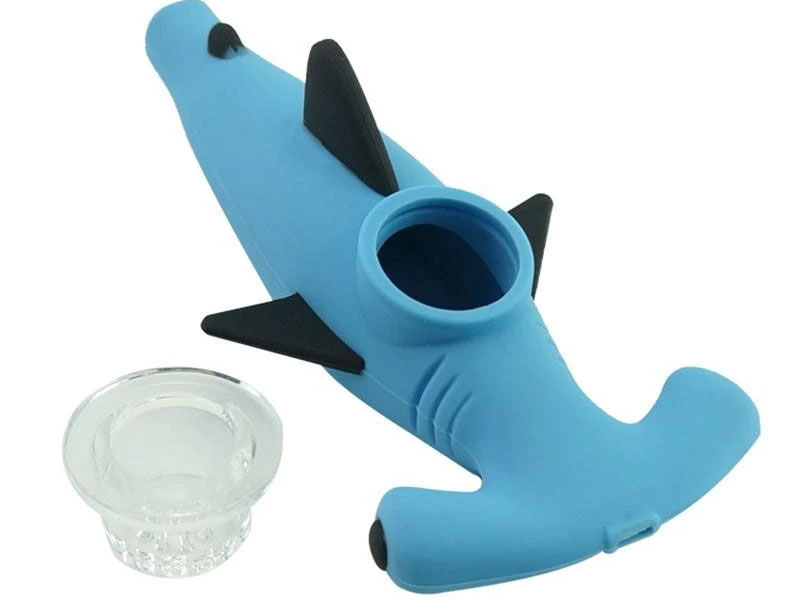 Silicone Shark Pipe with Removable Glass Bowl