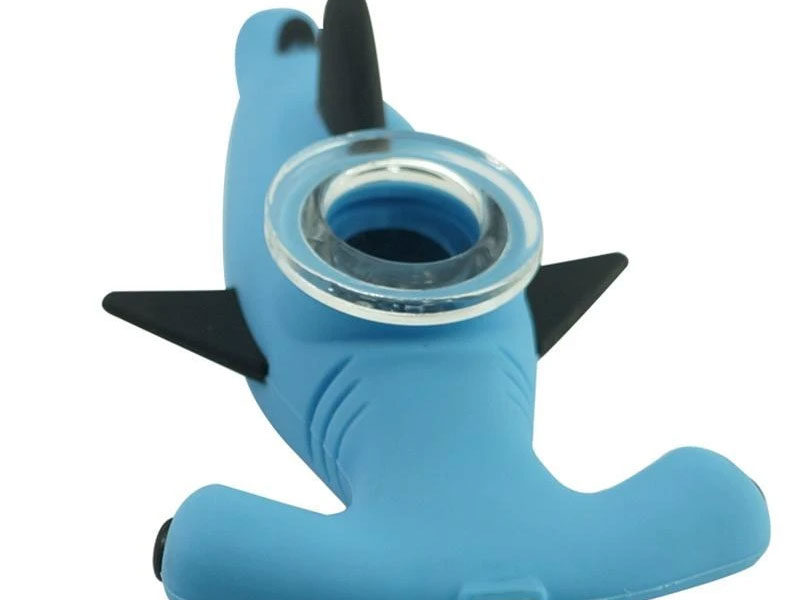 Silicone Shark Pipe with Removable Glass Bowl