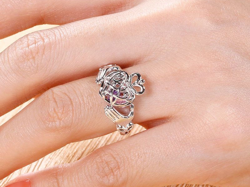 Women's Caged Hearts Celtic Claddagh Ring 925 Sterling Silver