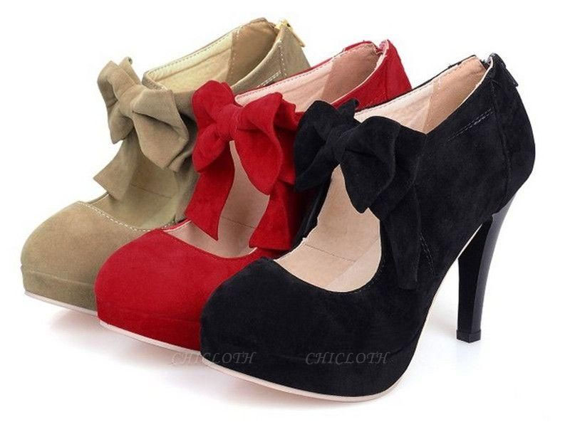 Chicloth Round Toe Bowtie Hollow Stiletto Heel Women's Boots