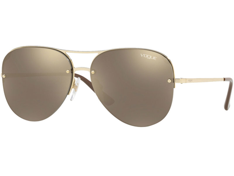 Women's Vogue Metallic Beat Collection Semi Rimless Aviator Sunglasses