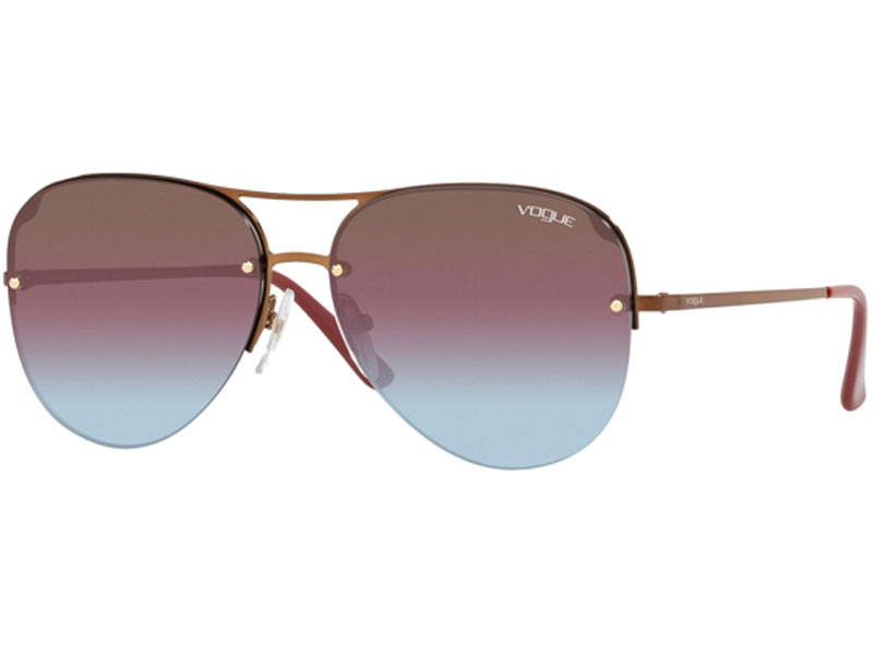 Women's Vogue Metallic Beat Collection Semi Rimless Aviator Sunglasses